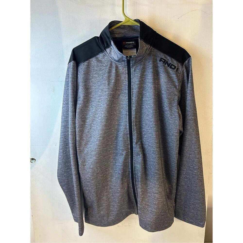 And1 zipper jacket men’s m black gray rn#17927